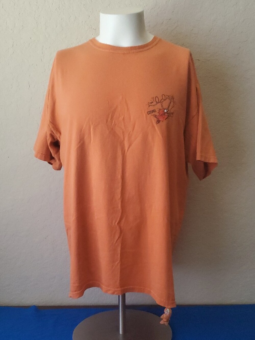 Vintage Piraña Joe Cozumel T Shirt Large Orange Graphic Souvenir Tourist Tee